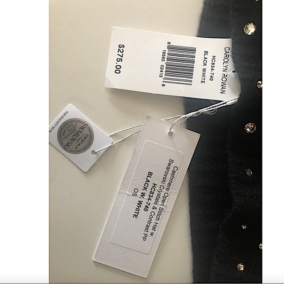 Carolyn Rowan Crystal Cashmere Beanie w/fox Fur Pompom - Picture 4 of 8